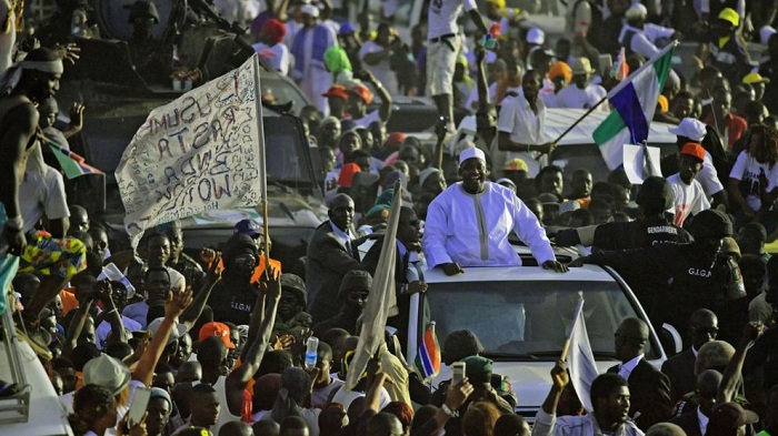 Cheers as Gambia`s new president Adama Barrow arrives home